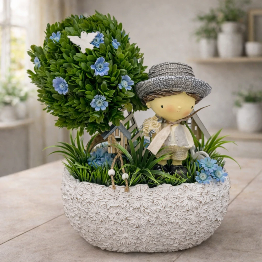 🌿👦 Dekorační aranžmá s chlapečkem 👦🌿