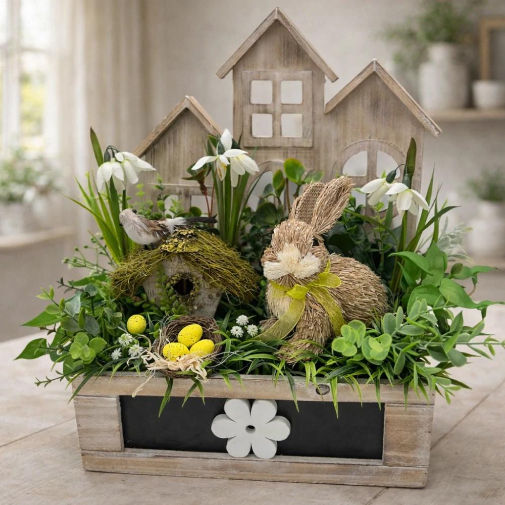 🏡🐰 Dekorační dřevěný domek se zajíčkem 🐰🏡