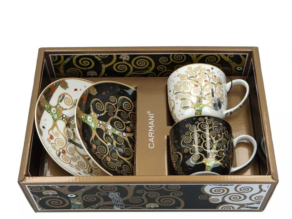 📝 Šálek s podšálkem 250 ml Gustav Klimt – sada 2 ks 🎨☕