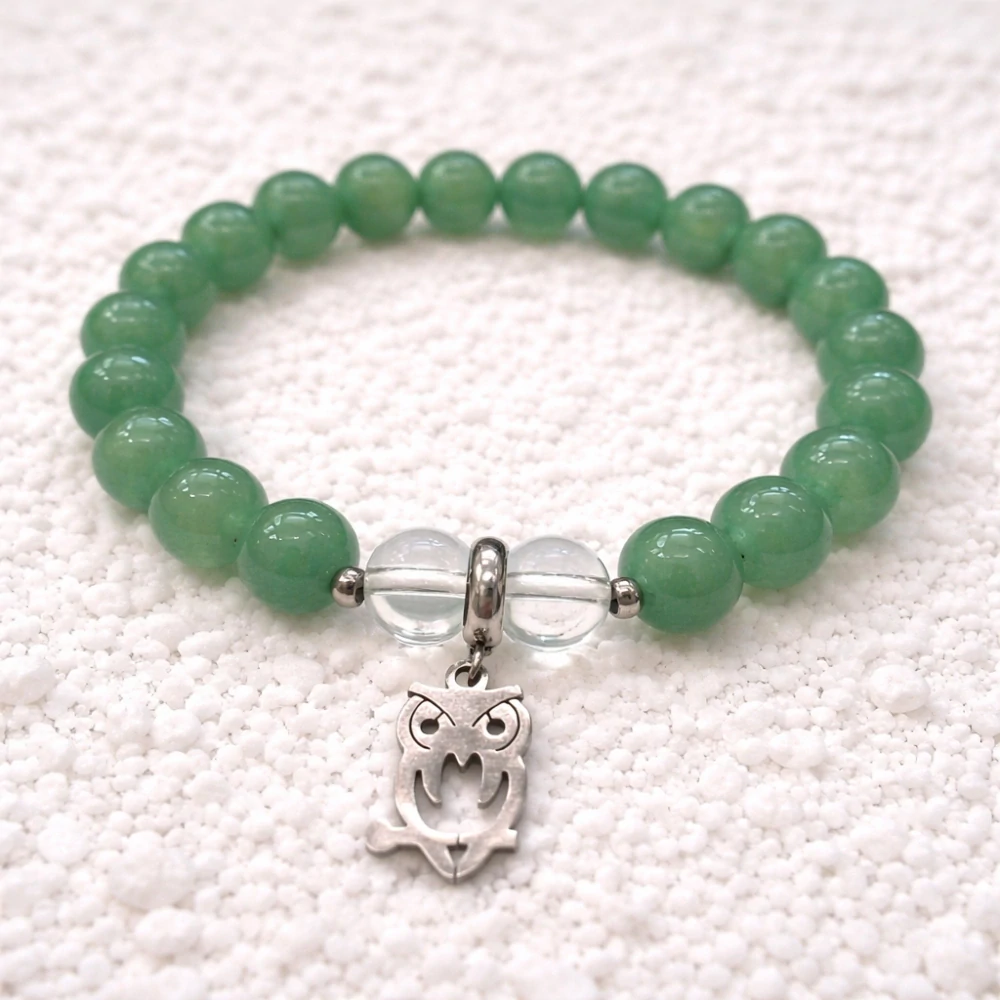 💚 Náramek Avanturin & Křišťál – Sovička 💚