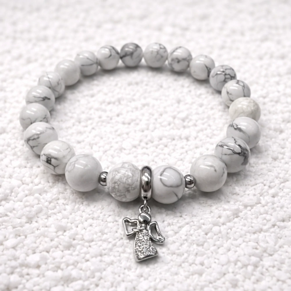 🤍 Náramek Howlit – Anděl se zirkony 🤍