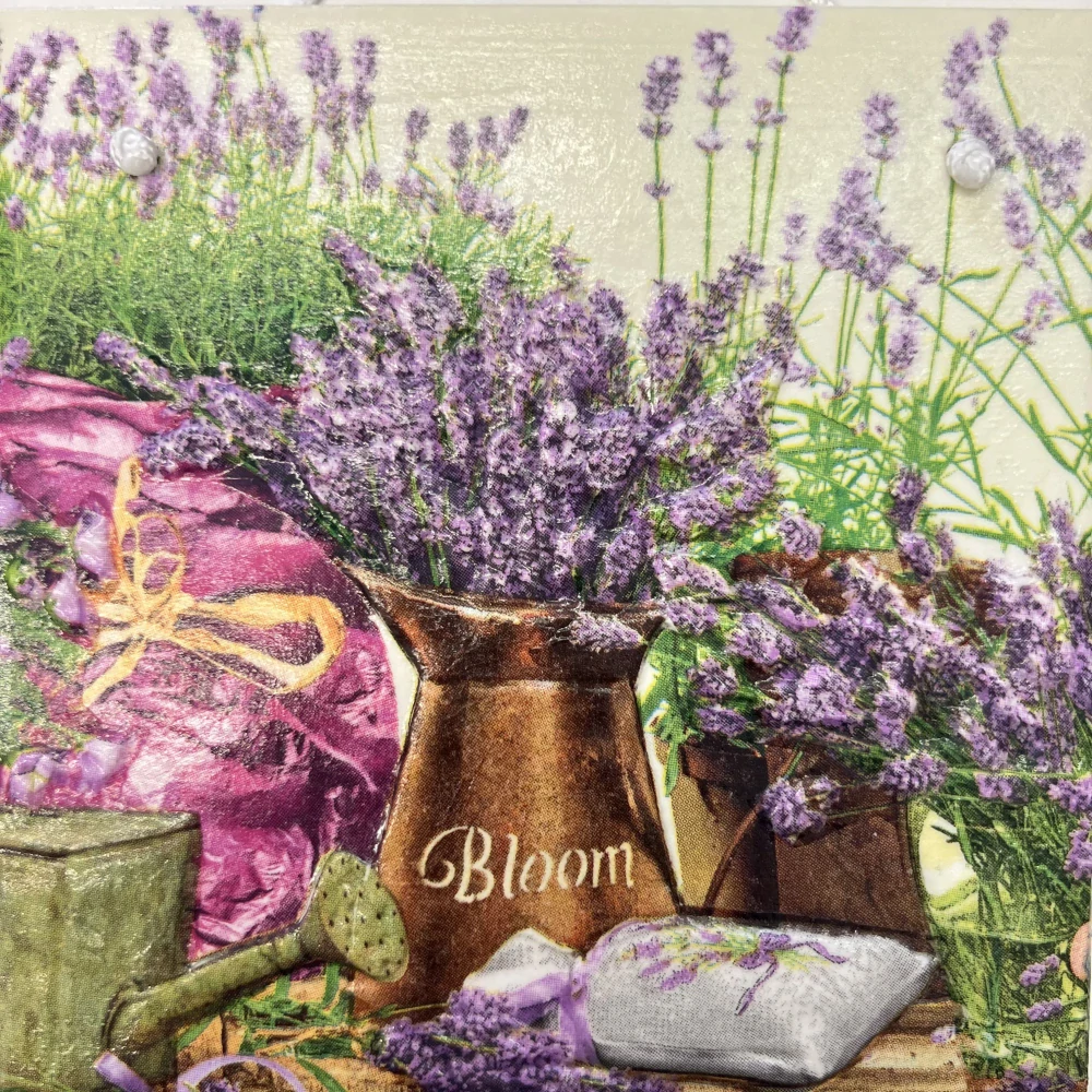💜 Zdobená keramická dlaždice – Levandulová zahrada 🌸