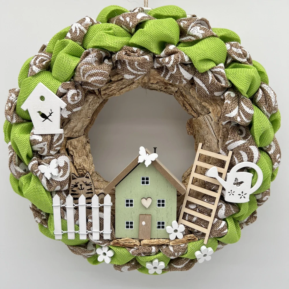 🏡🌿 Jarní věneček s domečkem a přírodními dekoracemi ✨💚
