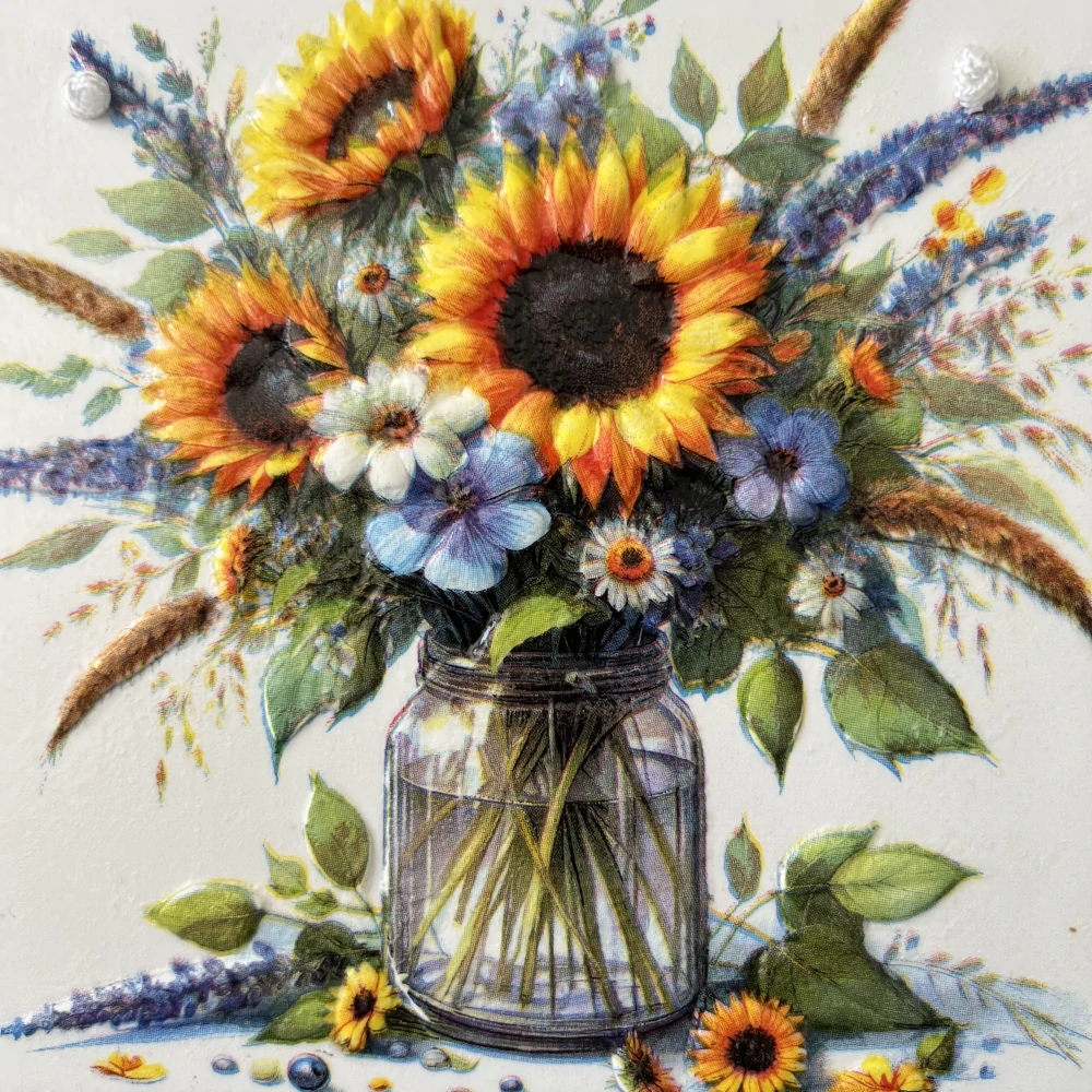 🌻✨ Dlaždice zdobená technikou Decoupage 3D ✨🌻