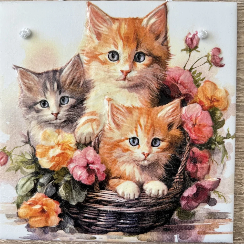 🌻✨ Dlaždice zdobená technikou Decoupage 3D ✨🌻