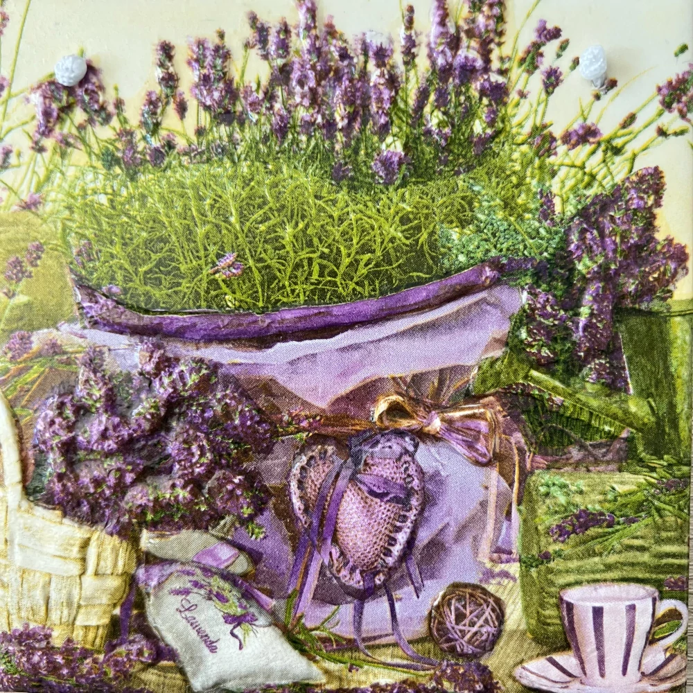 💜✨ Dlaždice zdobená technikou Decoupage 3D ✨💜