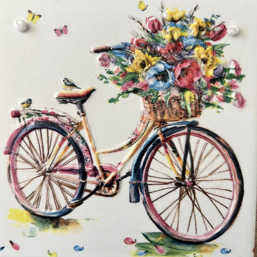 💜✨ Dlaždice zdobená technikou Decoupage 3D ✨💜
