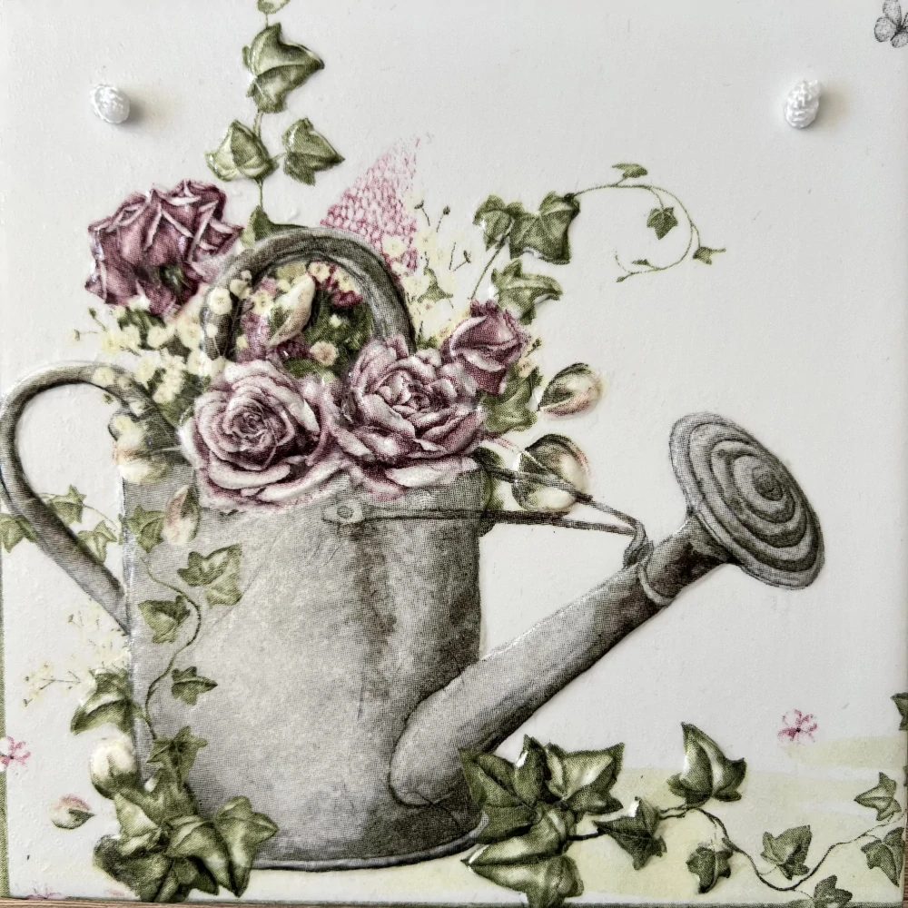💜✨ Dlaždice zdobená technikou Decoupage 3D ✨💜