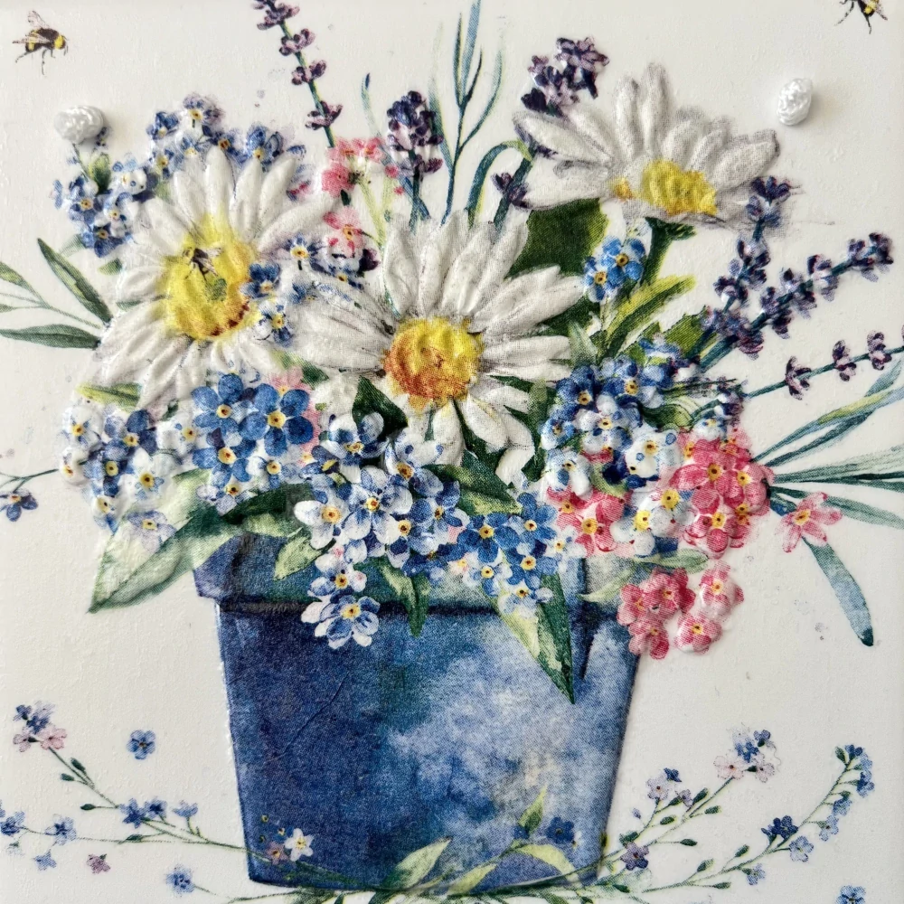 💜✨ Dlaždice zdobená technikou Decoupage 3D ✨💜