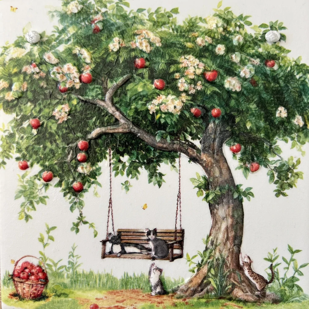 💜✨ Dlaždice zdobená technikou Decoupage 3D ✨💜