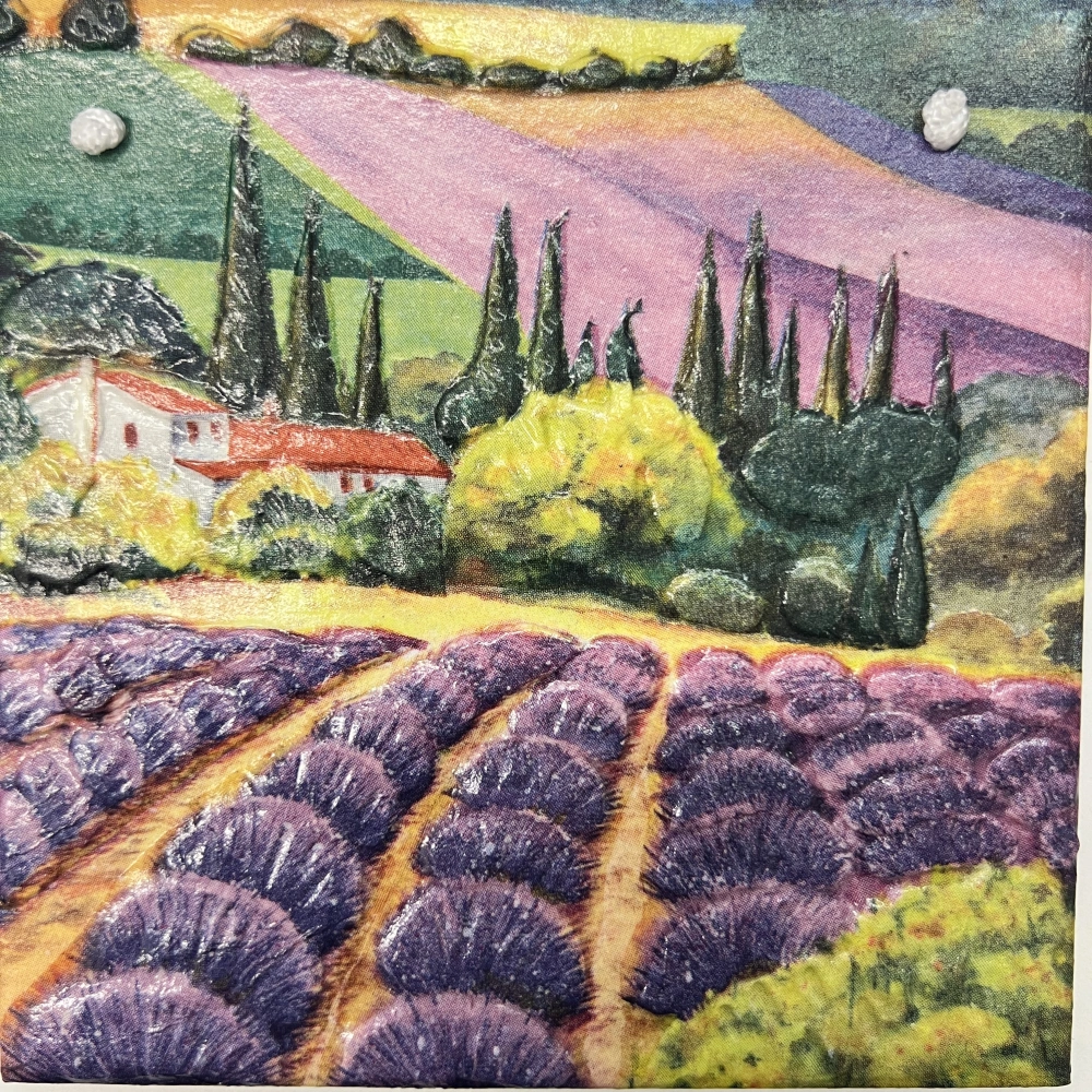 💜🌿 Keramická dlaždice – Levandulová krajina 🏡✨