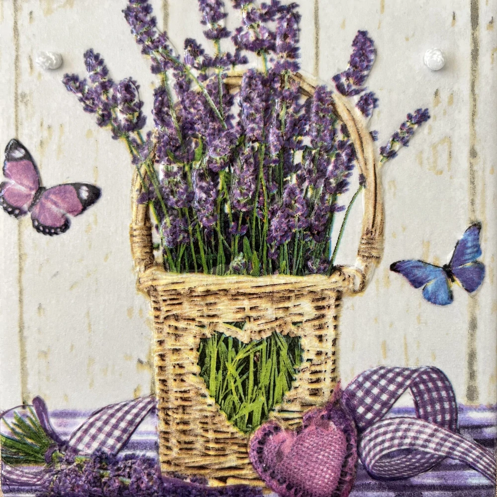💜✨ Dlaždice zdobená technikou Decoupage 3D ✨💜
