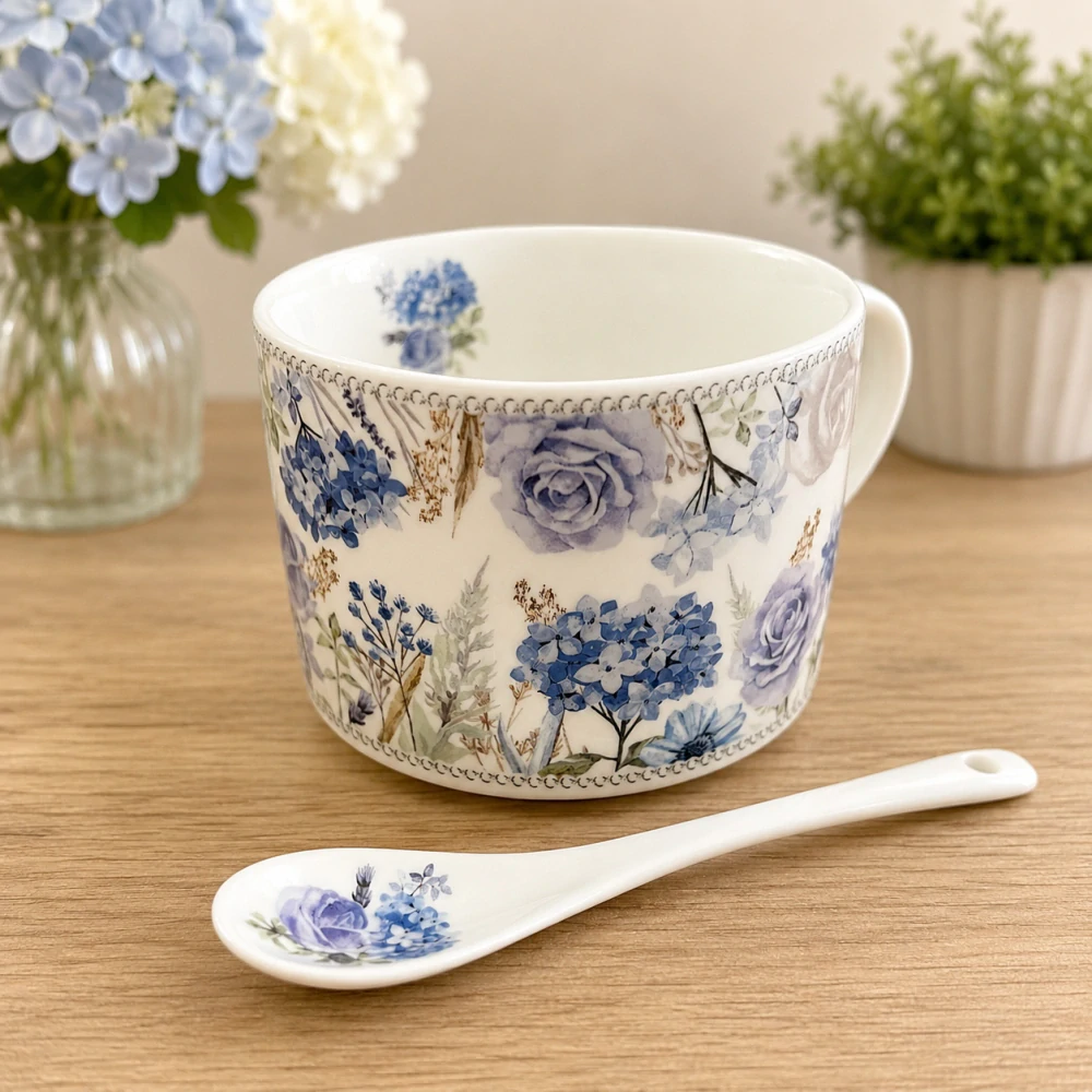 💙 Elegantní porcelánový hrnek se lžičkou v dárkové krabičce ❤️