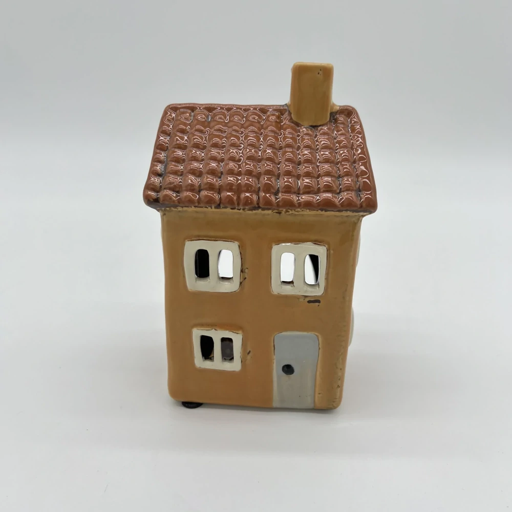 🏡 Keramický domeček na svíčku – hořčicový 🏡