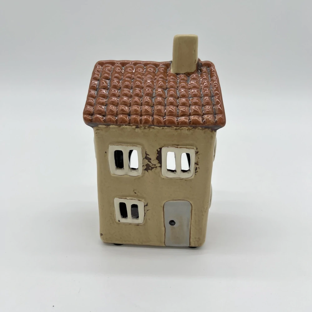 🏡 Keramický domeček na svíčku – krémový 🏡