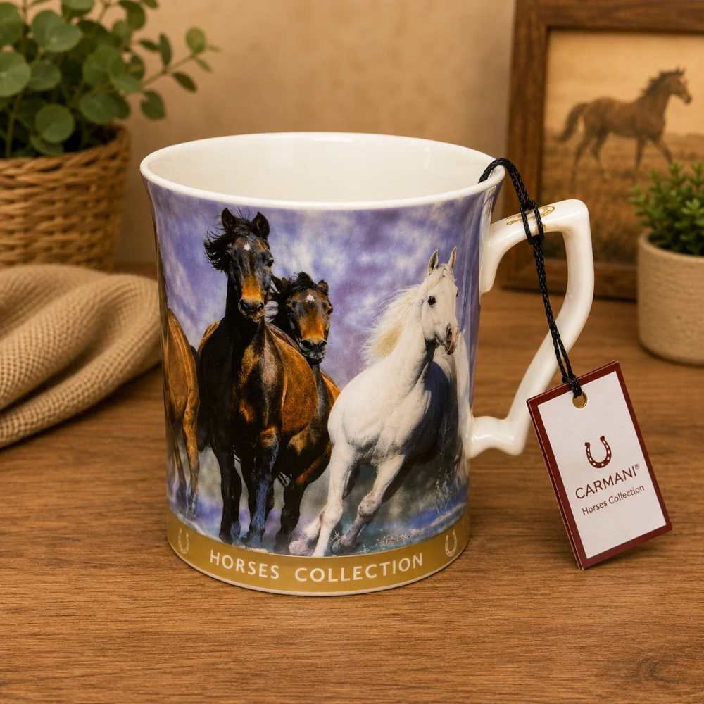 🐎☕ Carmani – Porcelánový hrnek Horses Collection v dárkové krabičce, 480 ml 🎁🤍