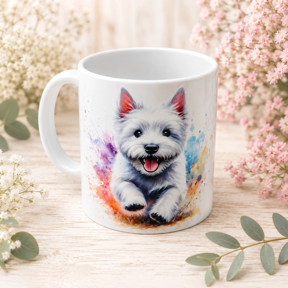 🐶☕ Porcelánový hrnek s motivem west highland white teriéra (Westík) – cca 300 ml 🌈🤍