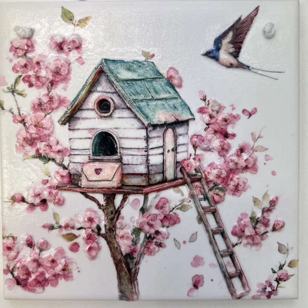 💜✨ Dlaždice zdobená technikou Decoupage 3D ✨💜