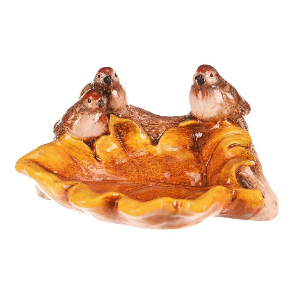 🐦 Keramické pítko pro ptáčky – dubový list 🍂