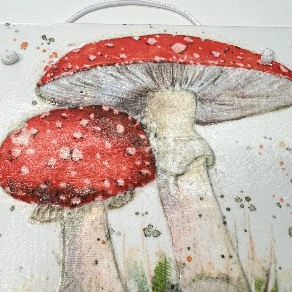 🍄✨ Keramická dlaždice zdobená technikou Decoupage 3D ✨🍄