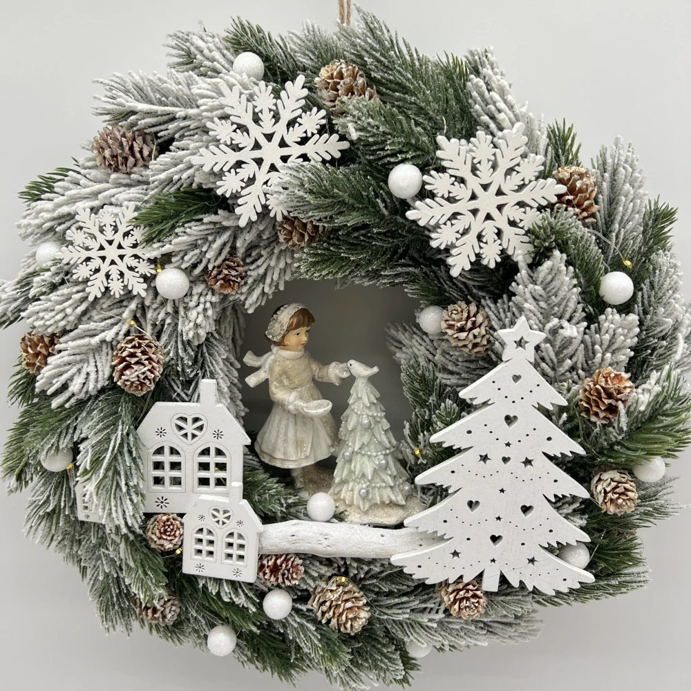 🎄✨ Zimní věnec s osvětlením a figurkou ✨🎄