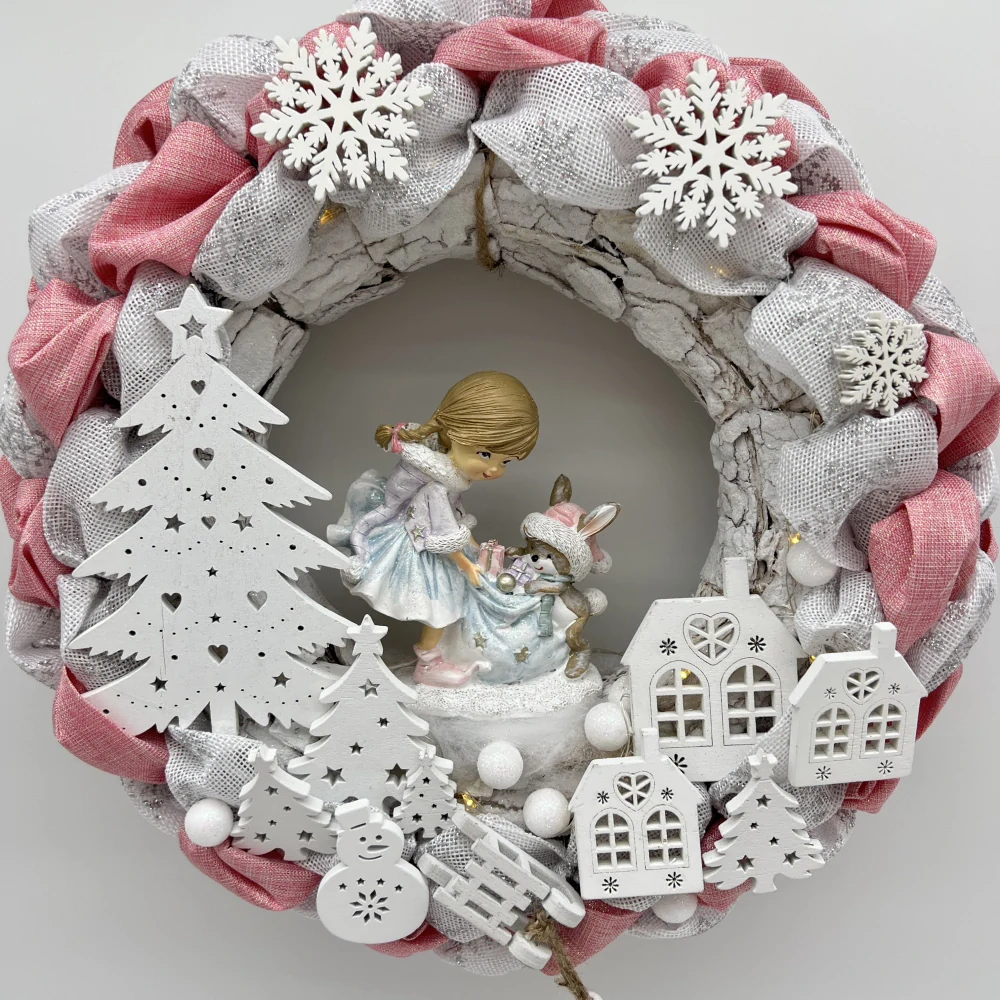 🎄✨ Zimní věnec s osvětlením a figurkou ✨🎄
