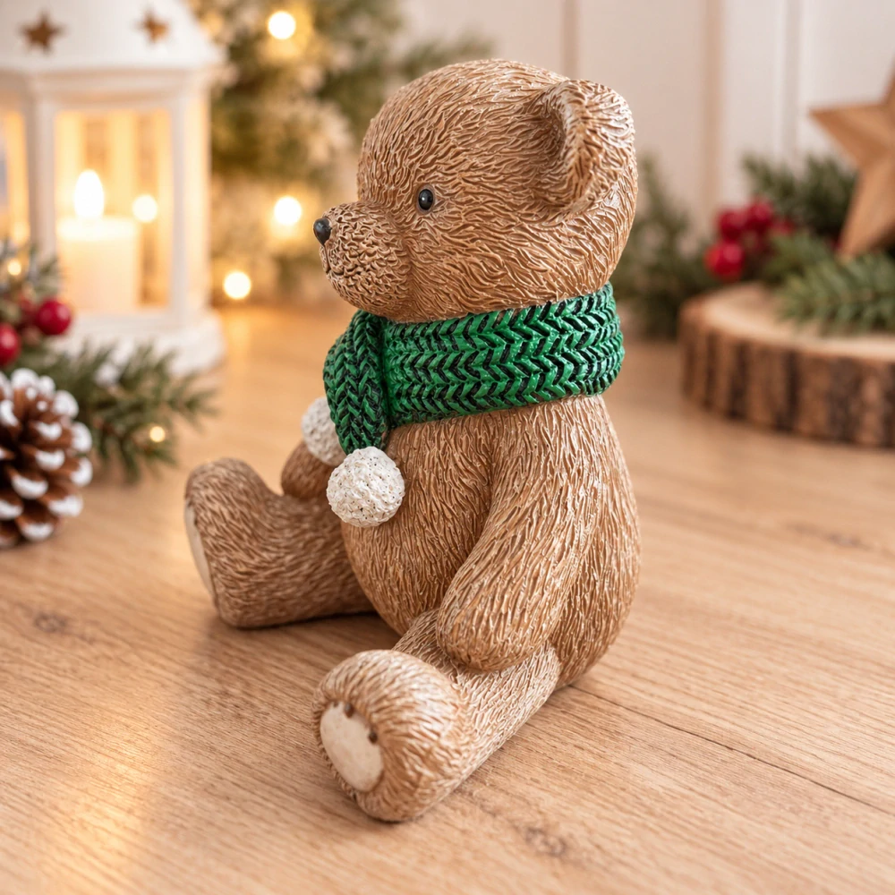 🧸 Zimní dekorace – medvídek se šálou