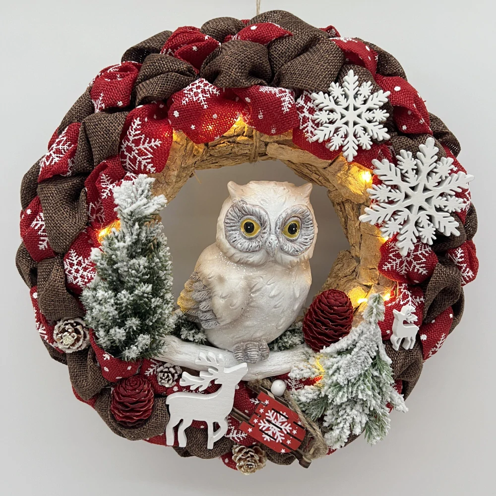 🎄 Vánoční svítící věnec se sovou 🦉
