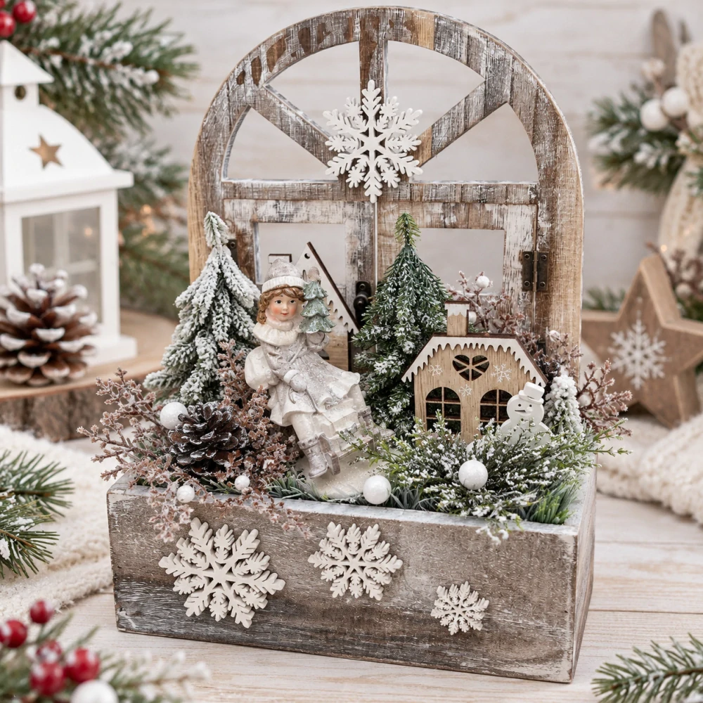 🎄 Vánoční svítící dekorace – zimní okno