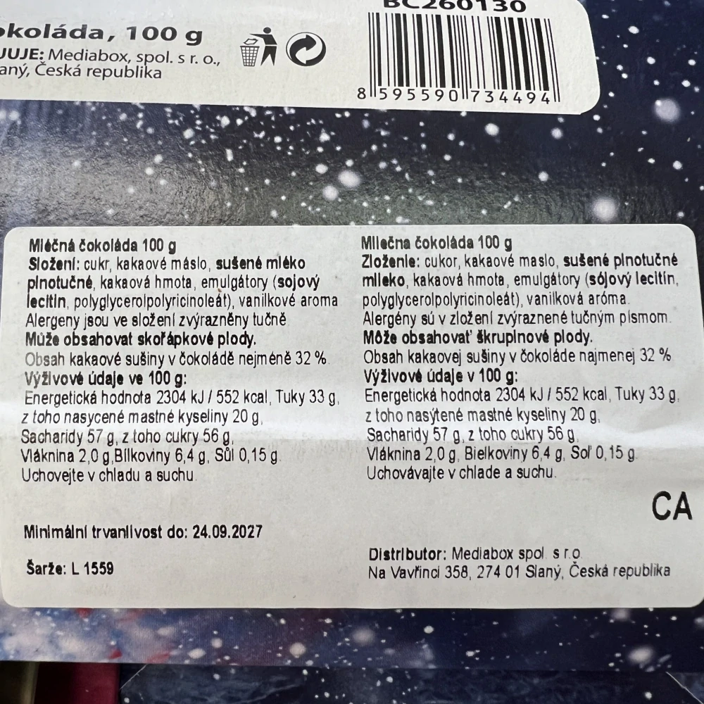 🏒🍫 Mléčná čokoláda – Hokej | 100 g 🍫🏒