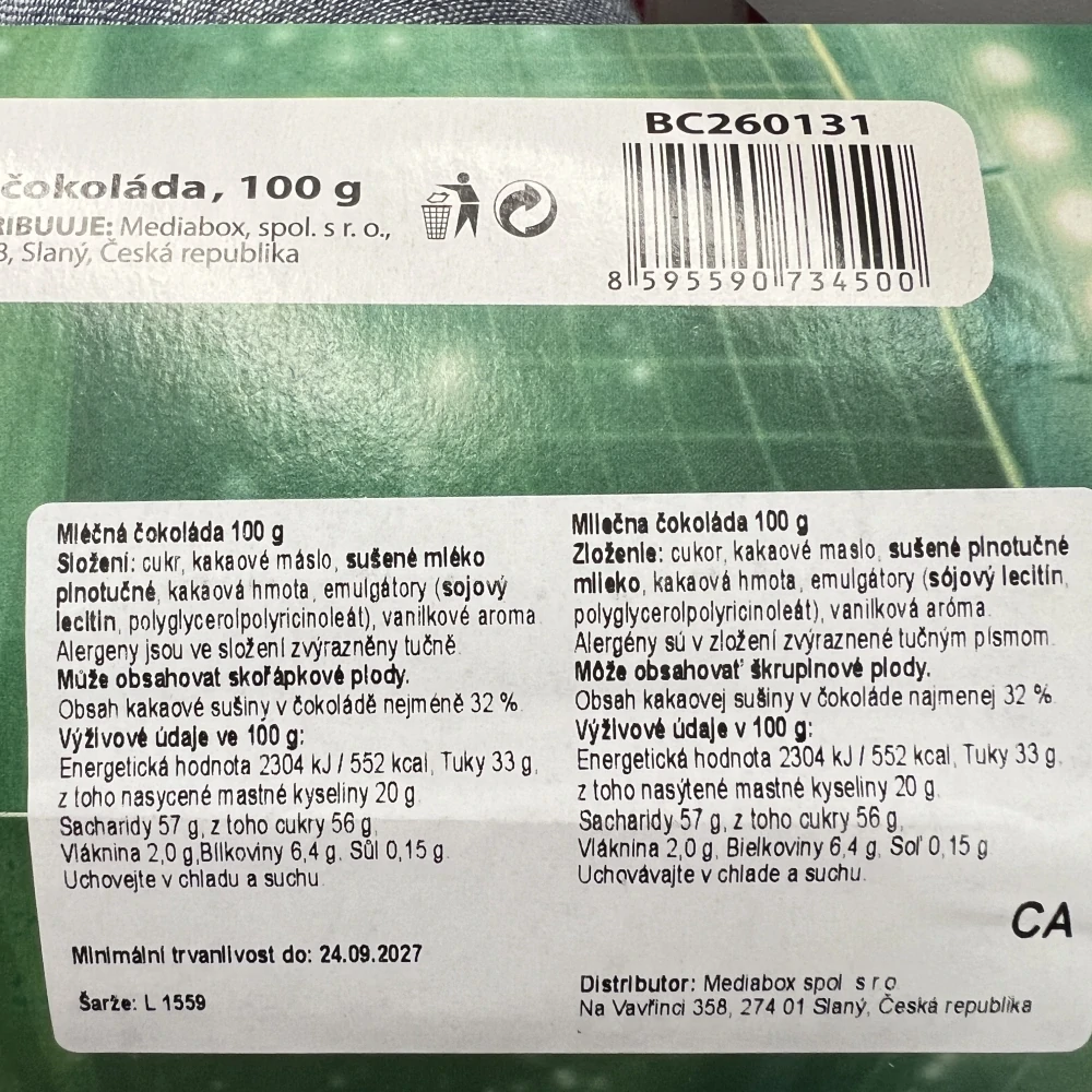 ⚽🍫 Mléčná čokoláda – Fotbal | 100 g 🍫⚽
