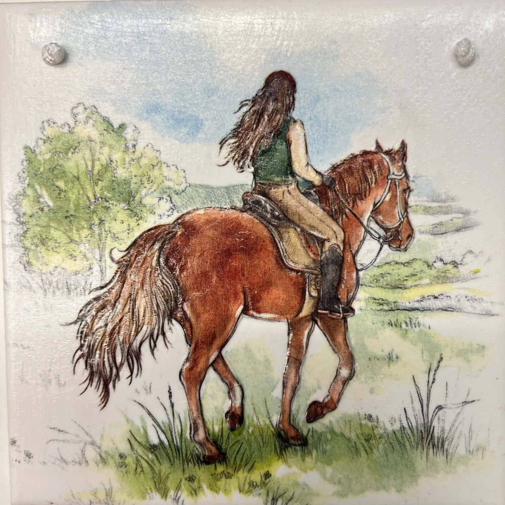 🐎🌿 Keramická dlaždice – Vyjížďka přírodou ✨