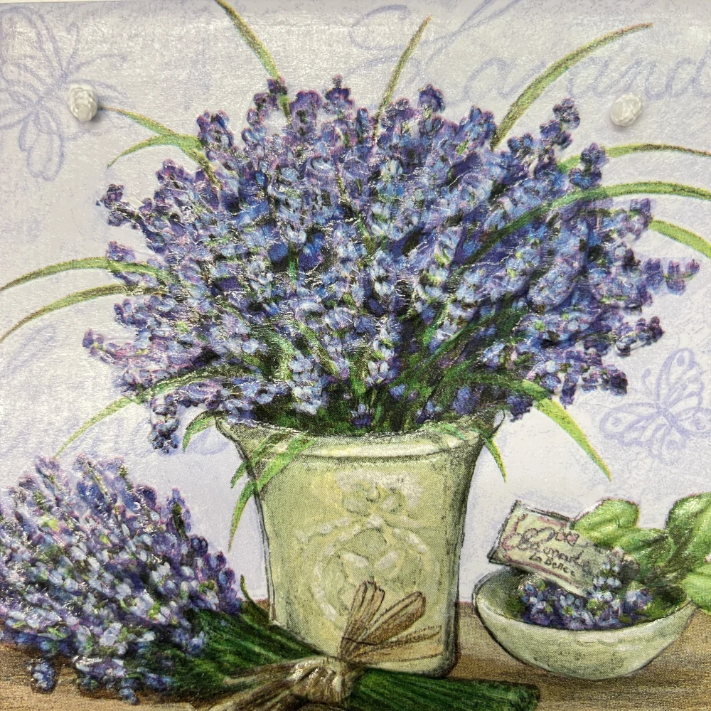 💜🌿 Keramická dlaždice – Levandule ve džbánku