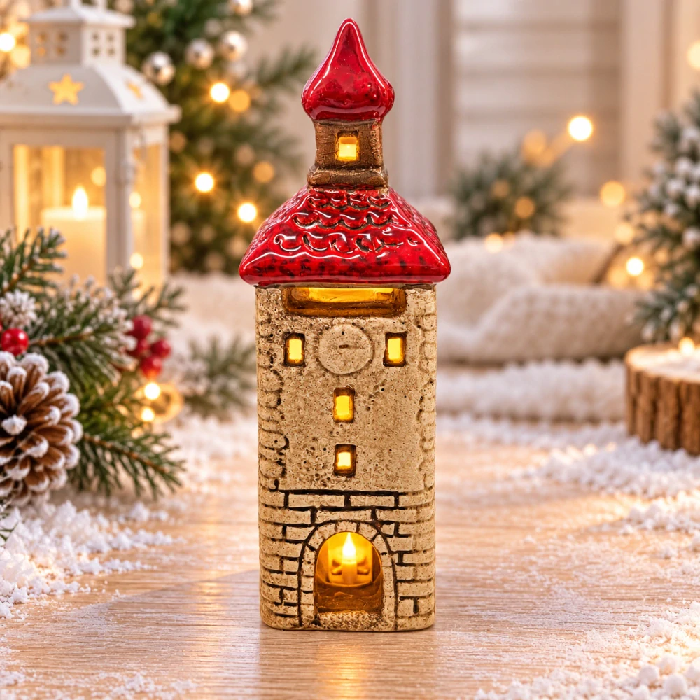 🏠✨ Keramická věž s LED osvětlením ❤️❄️