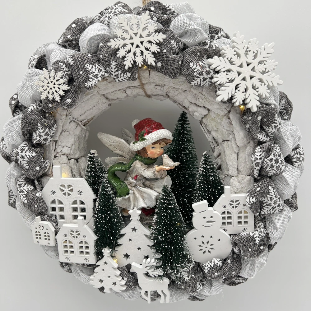 ❄️🧚 Vánoční věnec s vílou a osvětlením 🧚❄️