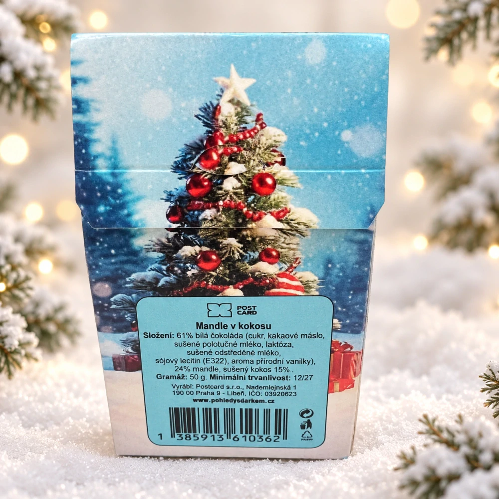 🎄🥥 Mandle v kokosu – Šťastné a veselé se stromečkem, 50 g