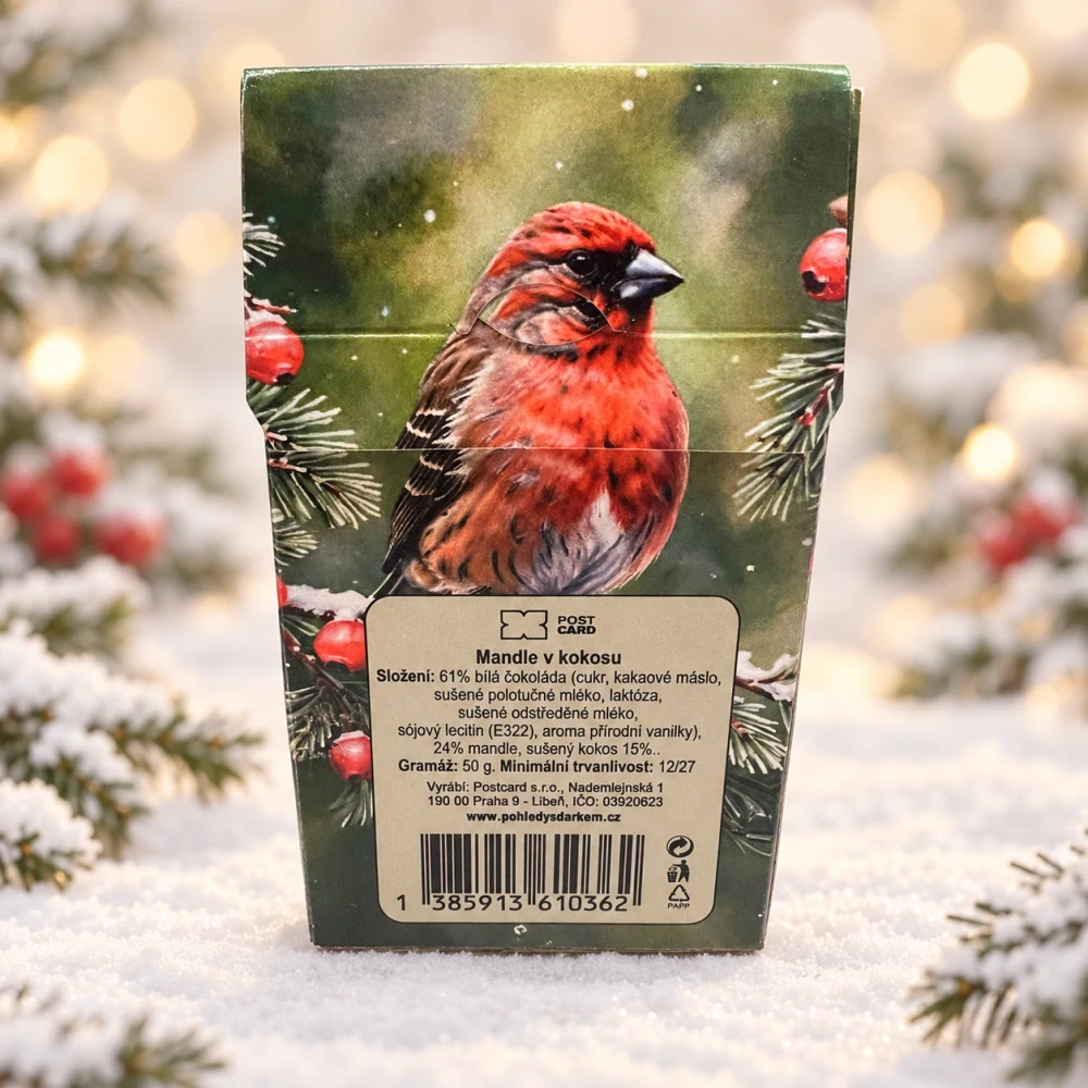 🎄🐦 Mandle v kokosu – Šťastné a veselé, 50 g