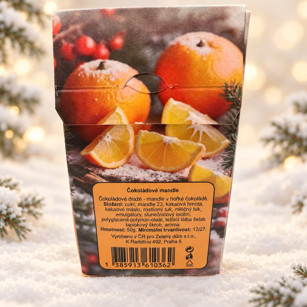 🎄🍫 Mandle v hořké čokoládě – Veselé Vánoce, 50 g