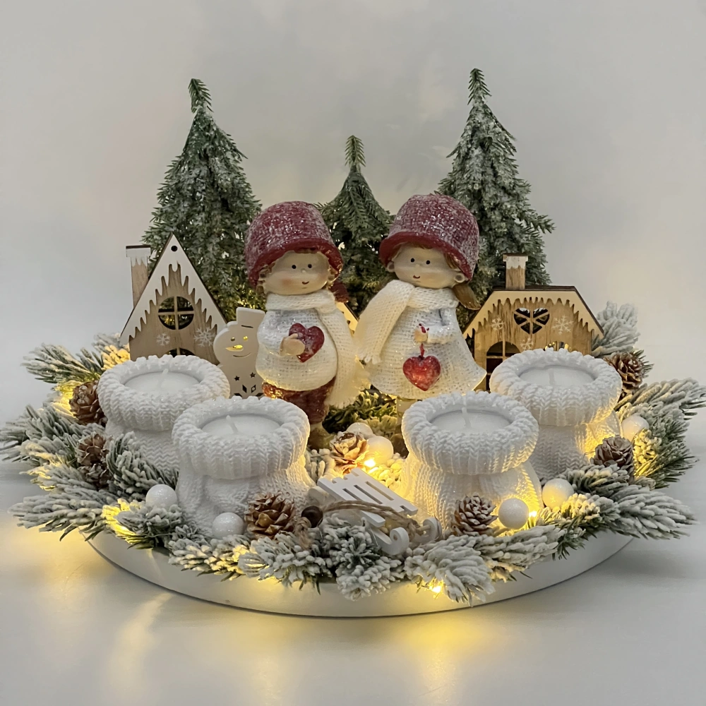 ❤️🕯️ Adventní věnec – Zimní pohádka se srdíčky