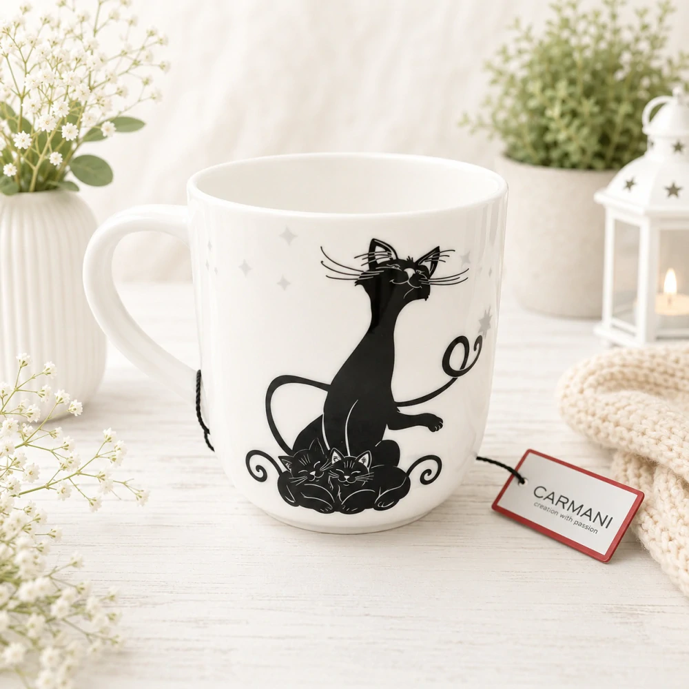 🐱☕ Porcelánový hrnek CARMANI® – Crazy Cats v dárkové krabičce, 450 ml 🎁