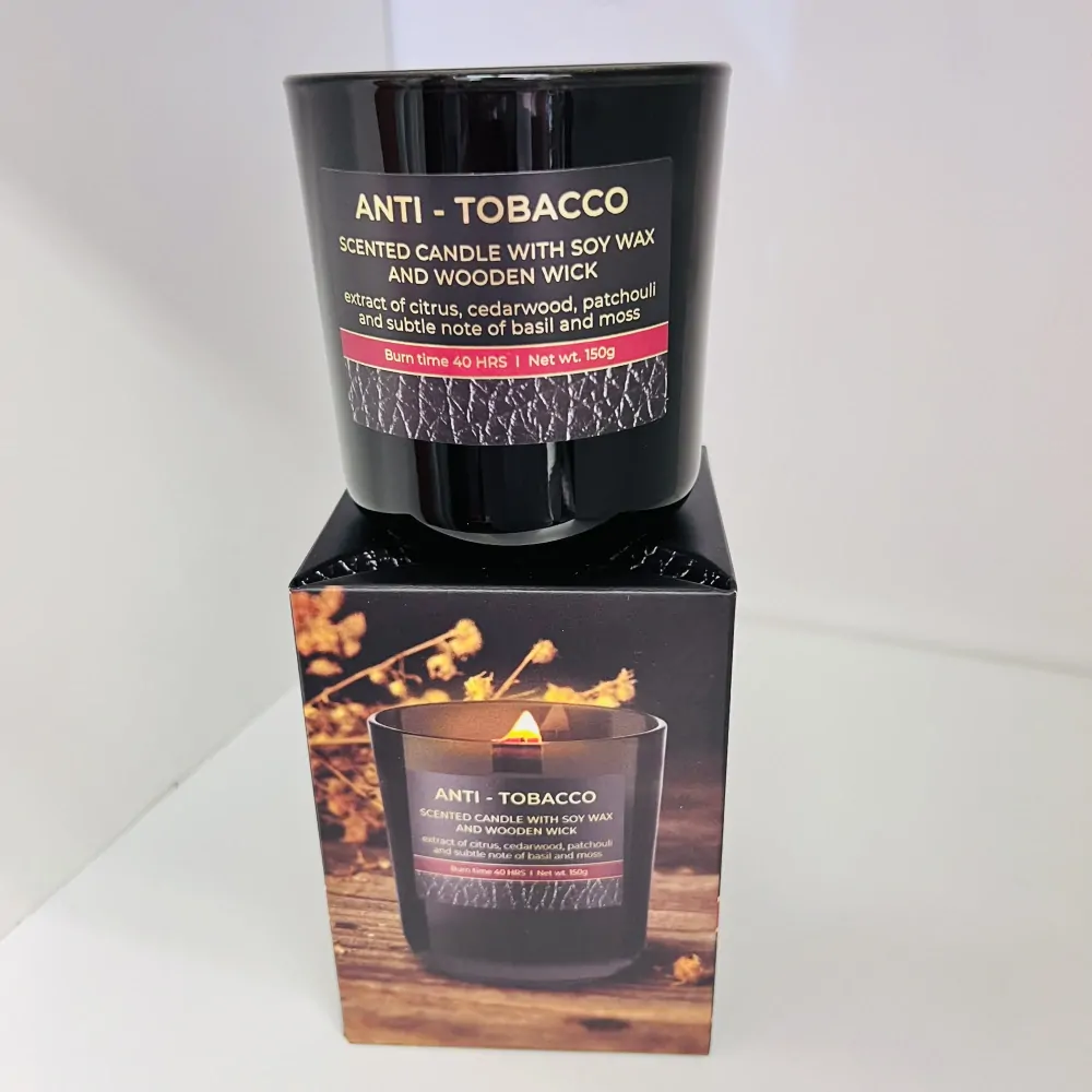 SVÍČKA VE SKLE S DŘEVĚNÝM KNOTEM