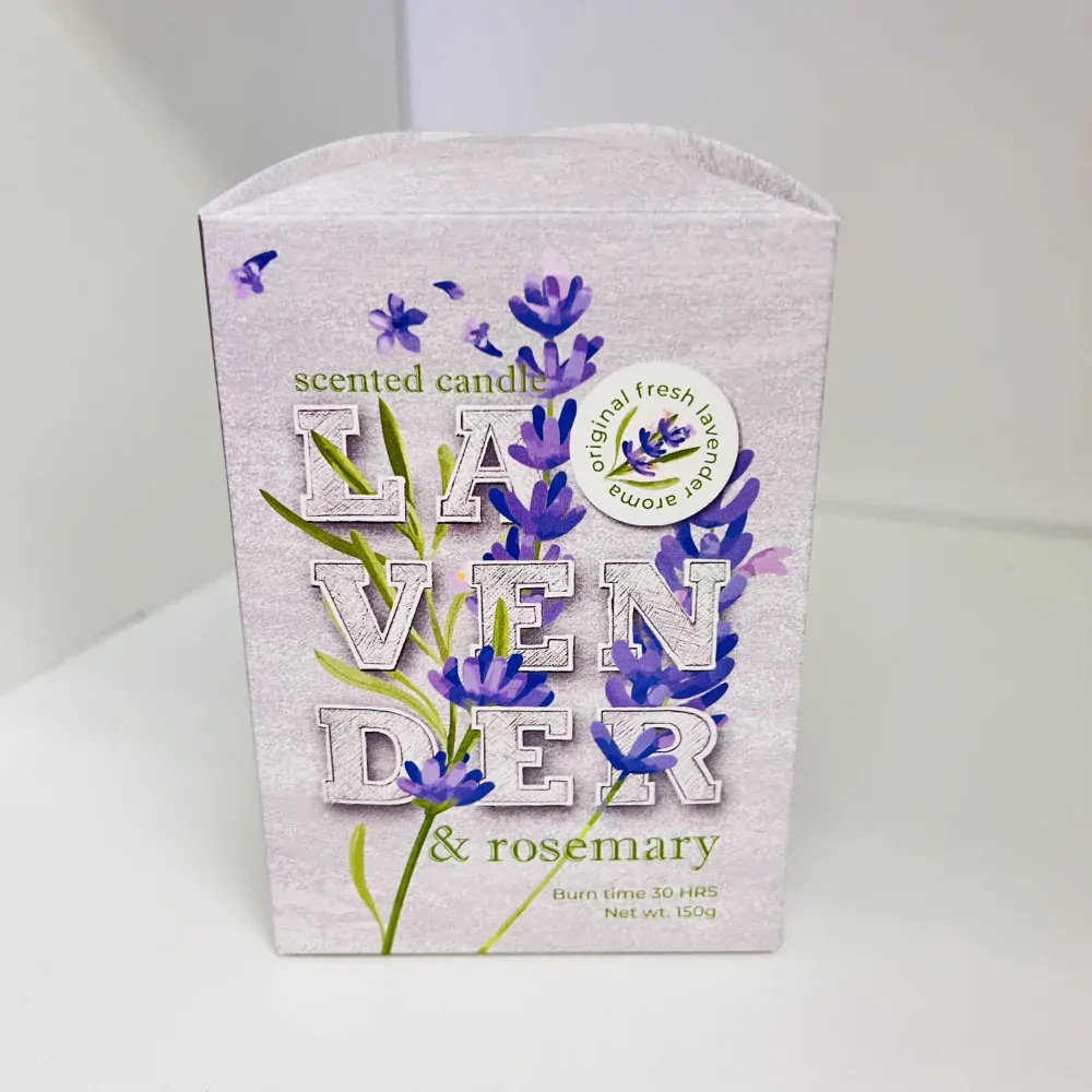 SVÍČKA VE SKLE S MOTIVEM A VŮNÍ LEVANDULE