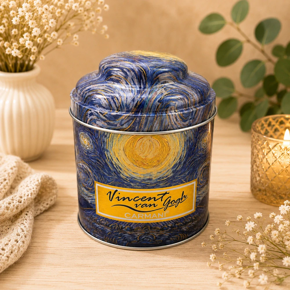 ☕🌌 Dóza na kávu, čaj nebo cukr – motiv inspirovaný dílem Vincenta van Gogha 🎨✨