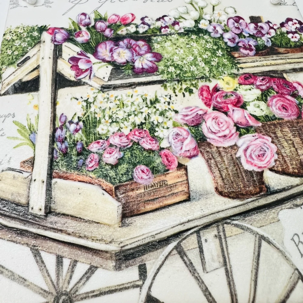 DEKORACE K ZAVĚŠENÍ DLAŽDICE ZDOBENA TECHNIKOU DECOUPAGE 3D