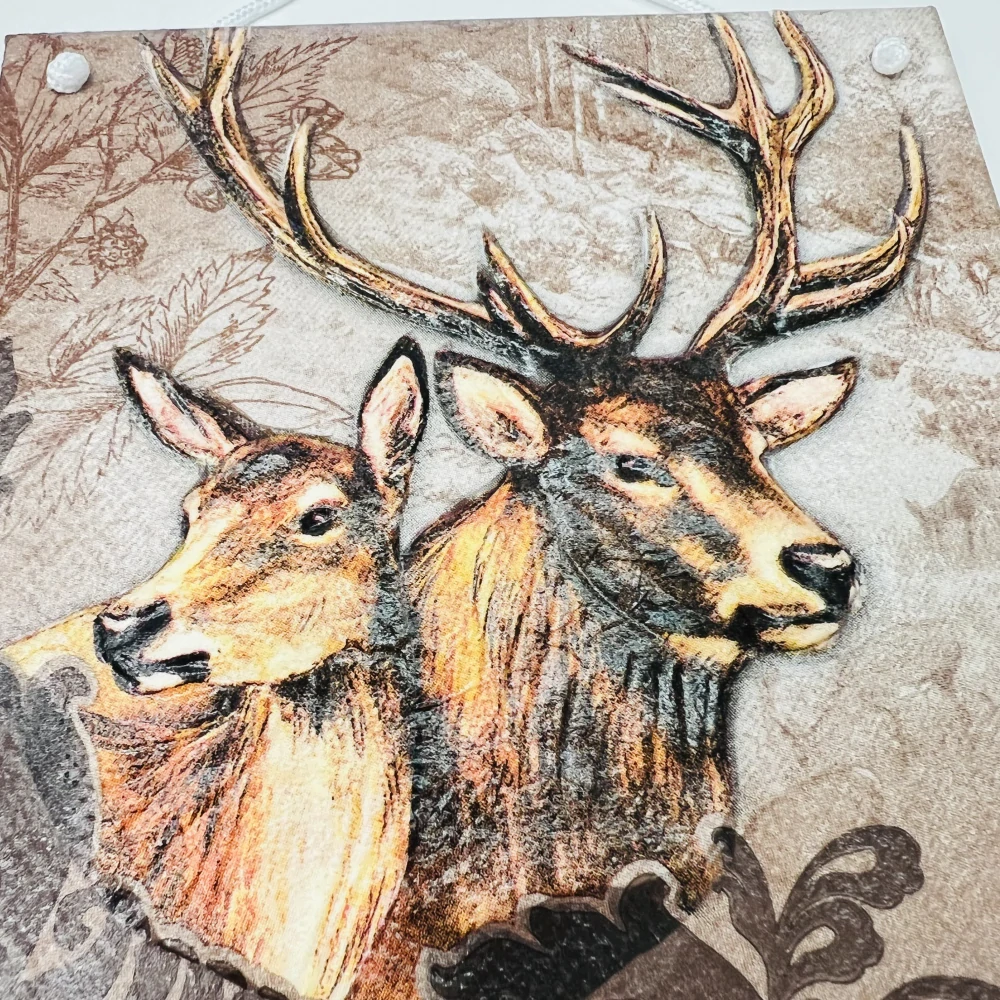DEKORACE K ZAVĚŠENÍ DLAŽDICE ZDOBENA TECHNIKOU DECOUPAGE 3D