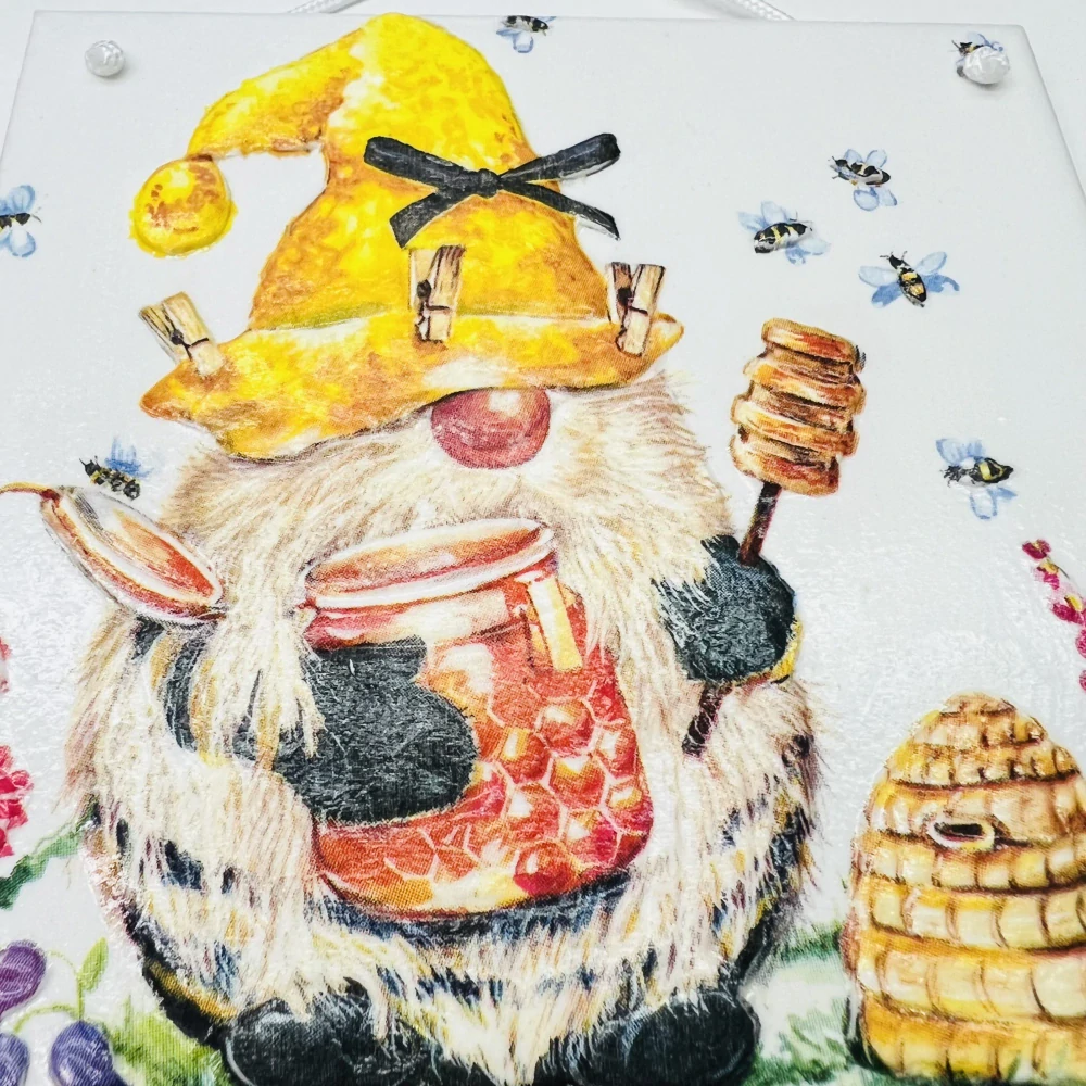 DEKORACE K ZAVĚŠENÍ DLAŽDICE ZDOBENA TECHNIKOU DECOUPAGE 3D