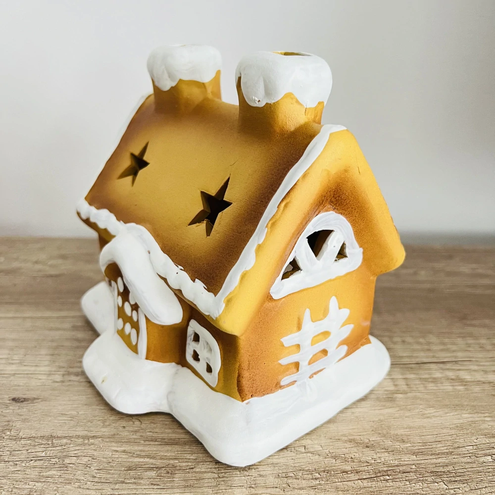 ZIMNÍ DEKORACE PERNÍKOVÝ DOMEK NA ČAJOVOU SVÍČKU