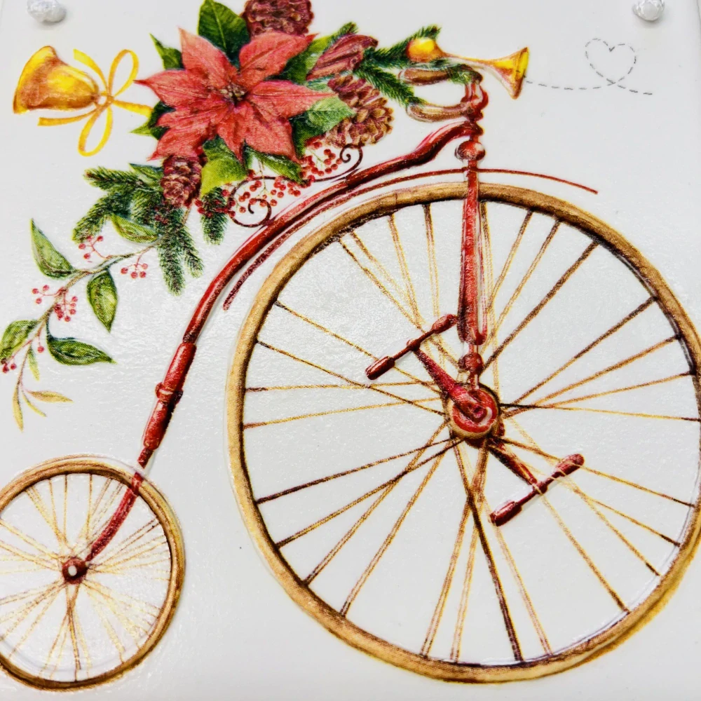 DEKORACE K ZAVĚŠENÍ DLAŽDICE ZDOBENA TECHNIKOU DECOUPAGE 3D  