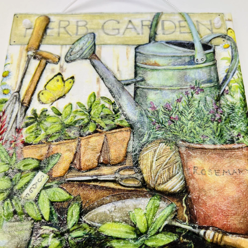 DEKORACE K ZAVĚŠENÍ DLAŽDICE ZDOBENA TECHNIKOU DECOUPAGE 3D