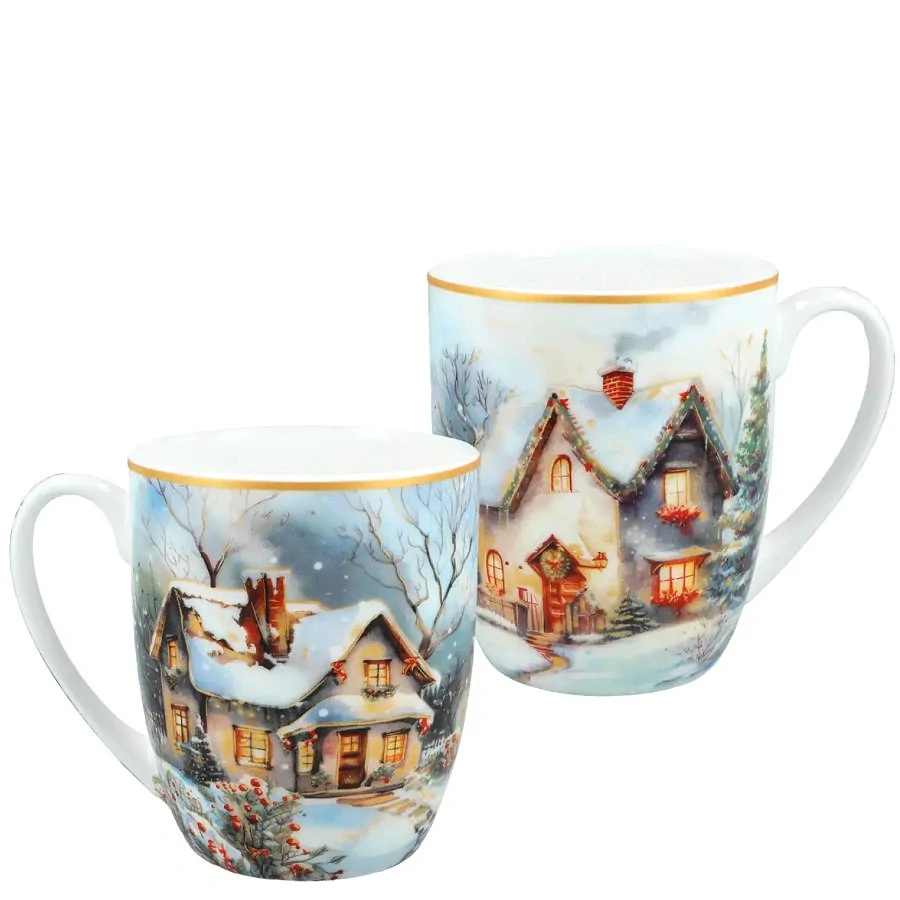 DÁRKOVÉ BALENÍ HRNEČKU SE ZIMNÍ MOTIVEM - SADA DVOU